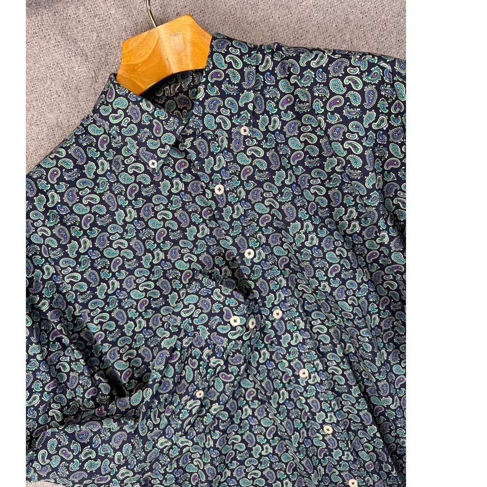 Allan Flusser Long Sleeve Paisley Print‎ Button Down Shirt Mens Size XL Hipster